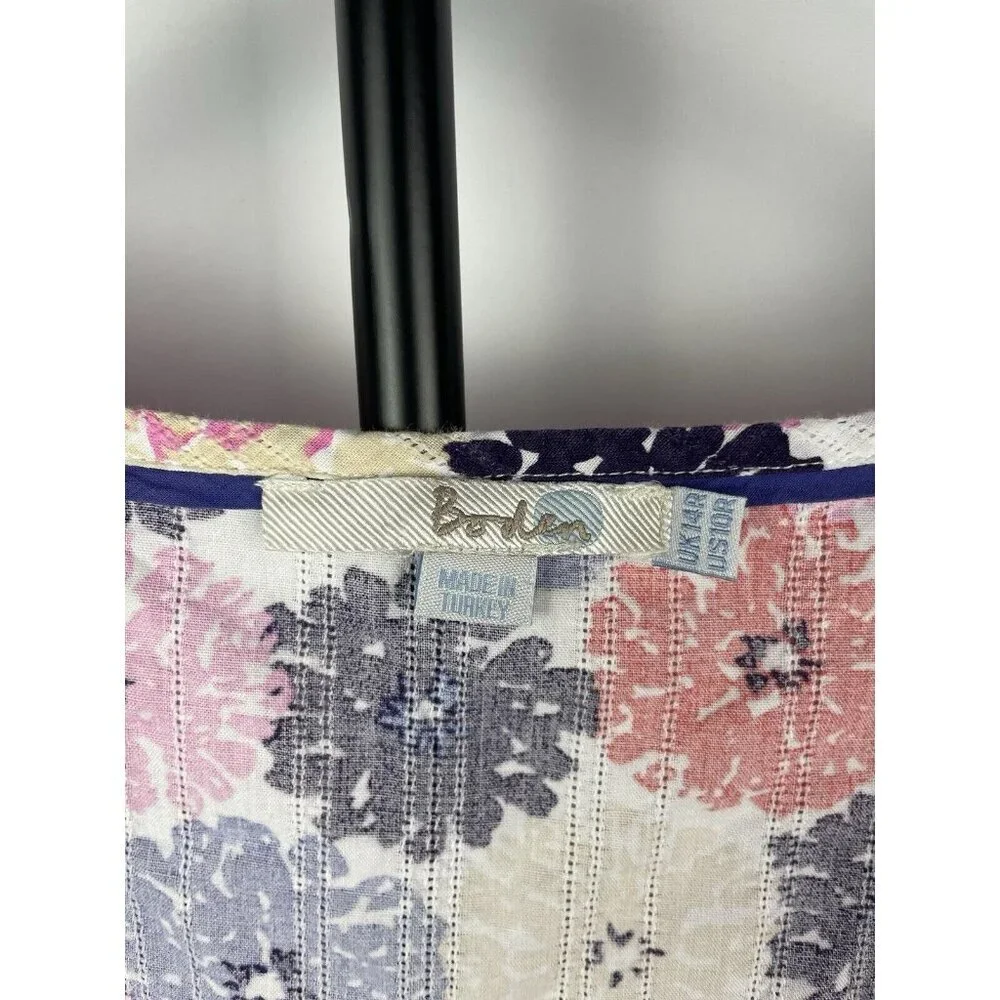 Boden Multicolor Floral Pointelle Knee Length Cotton‎ Scoop Neck  Dress Size 10R - Picture 5 of 6